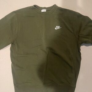 Nike Green Crewneck Sweater with Classic Swoosh